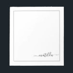 Modern Black and White Girly Script Name  Notepad<br><div class="desc">Add your custom name to this elegant minimalistic simple notepad. Feel free to customize and personalize. Edit and colour options are available.</div>
