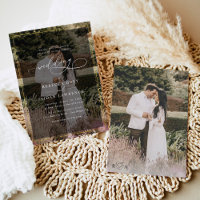  Modern Black and White Gold Border Photo Wedding