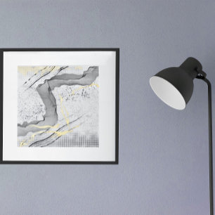 Modern Black and White Gold Foil Minimalist Art Foil Prints