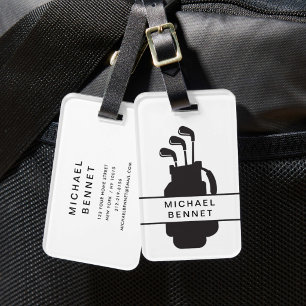 Modern Black And White Golf Sport Luggage Tag