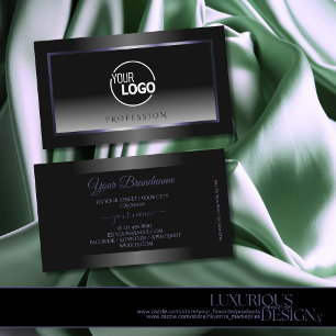 Modern Black and White Gradient Blue Frame Logo Business Card