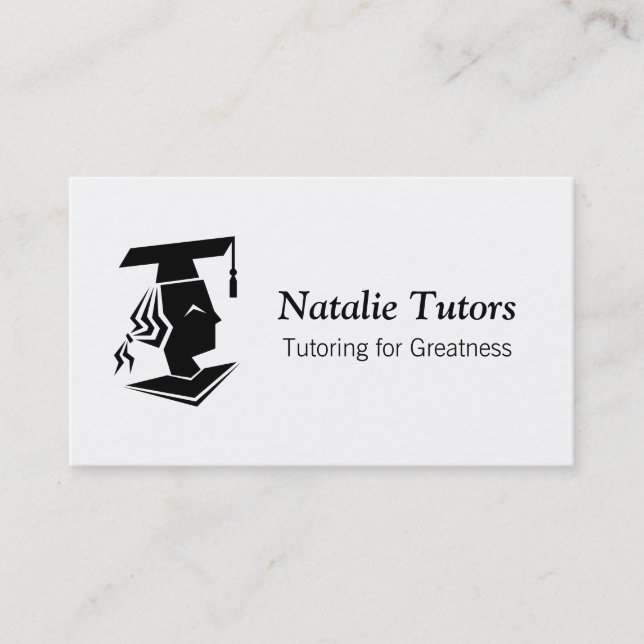 Modern Black and White Graduate Personal Tutoring Business Card (Front)