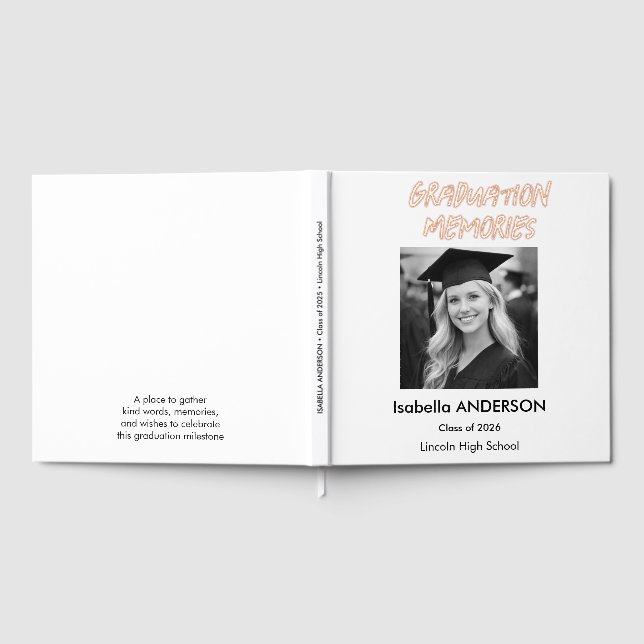 Modern Black and White Graduation Party Guest Book (Full)