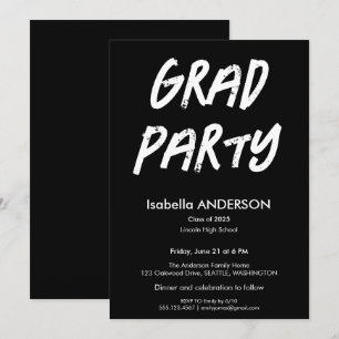 Modern Black and White Graduation Party Invitation