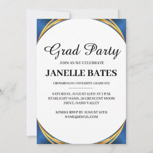 modern black and white graduation party invitation