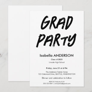 Modern Black and White Graduation Party Invitation