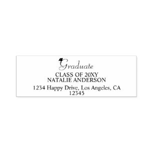 Modern Black and White Graduation Return Address Self-inking Stamp