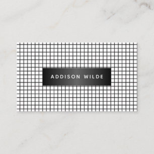 Modern Black And White Grid Pattern Business Card
