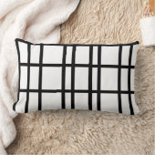 Modern black and white grid pattern lumbar pillow (Blanket)