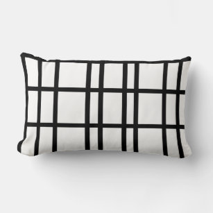 Modern black and white grid pattern lumbar pillow