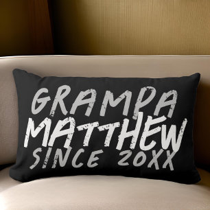 Modern Black and White Grunge For The Cool Grampa Lumbar Pillow