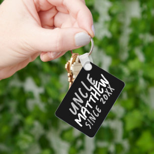 Modern Black and White Grunge For The Cool Uncle Keychain
