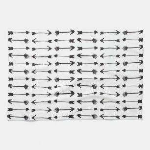 Modern Black and White Hand Drawn Arrows Kitchen Towel