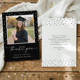 Modern Black and White Handwriting Graduation Thank You Card