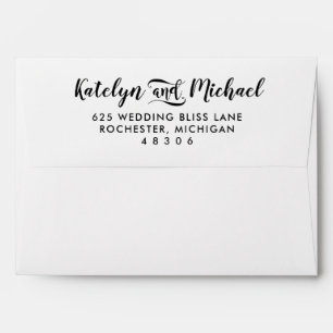 Modern Black and White Handwritten Script Wedding Envelope