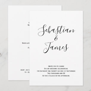 Modern Black and White Handwritten Wedding Invitation