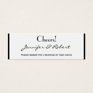 Modern Black and White Heart Drink Ticket