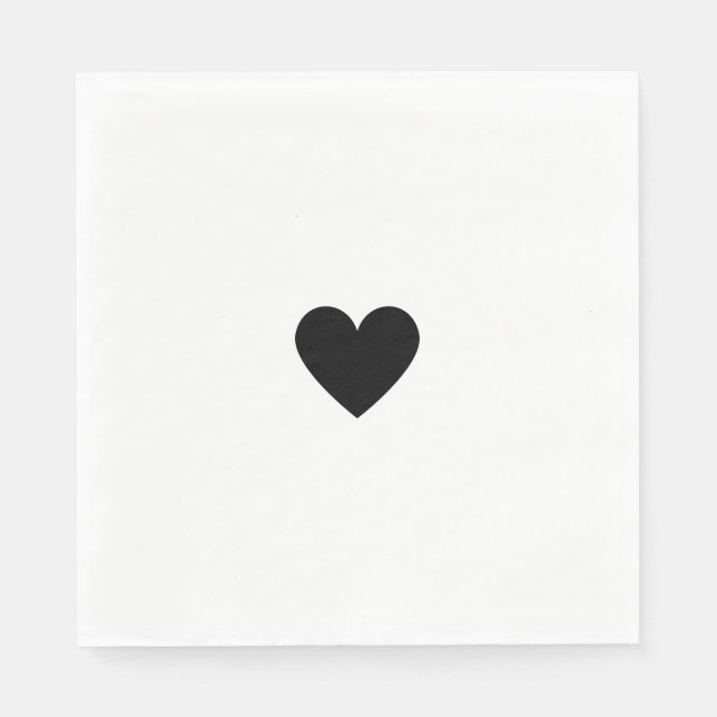 Modern Black and White Heart Elegant Love Custom Napkin (Front)