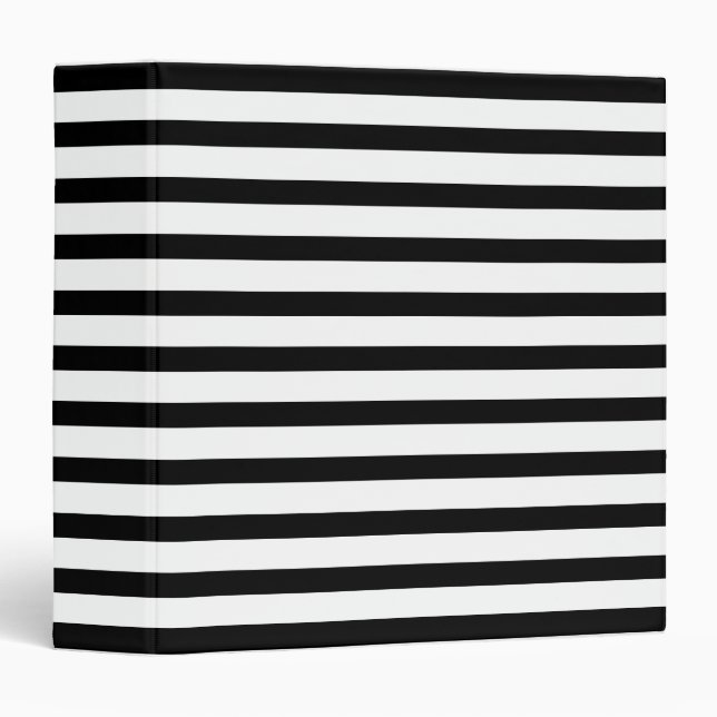 Modern black and white horizontal stripes pattern binder (Front/Spine)