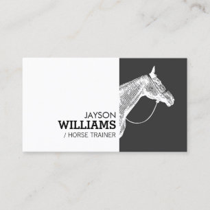 Modern Black and White Horse Motif Business Card