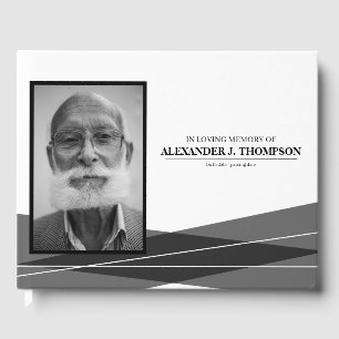 Modern Black and White In Loving Memory Funeral Guest Book