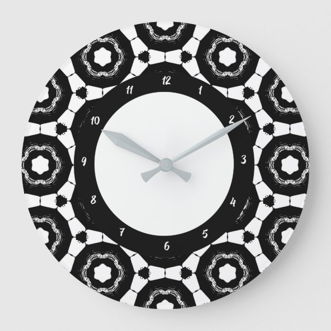 Modern Black and White  Large Clock (Front)