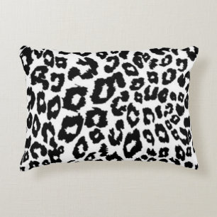 Modern Black and White Leopard Print  Accent Pillow