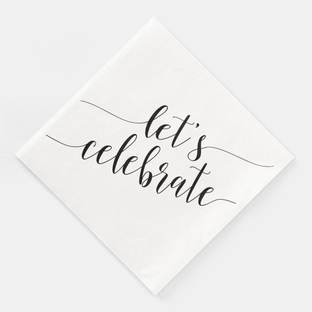Modern Black and White Let's Celebrate Napkins (Corner)