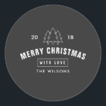 Modern Black and White Logo Christmas Classic Round Sticker<br><div class="desc">Modern Black and White Logo Christmas Classic Round Sticker Can be fully customized to suit your needs. © Gorjo Designs. Made for you via the Zazzle platform. // Looking for matching items? Other stationery from the set available in the ‘collections’ section of my store. // Need help customizing your design?...</div>