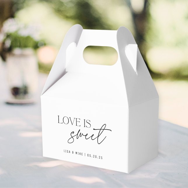 Modern Black and White Love is Sweet Wedding Favor Box (Creator Uploaded)