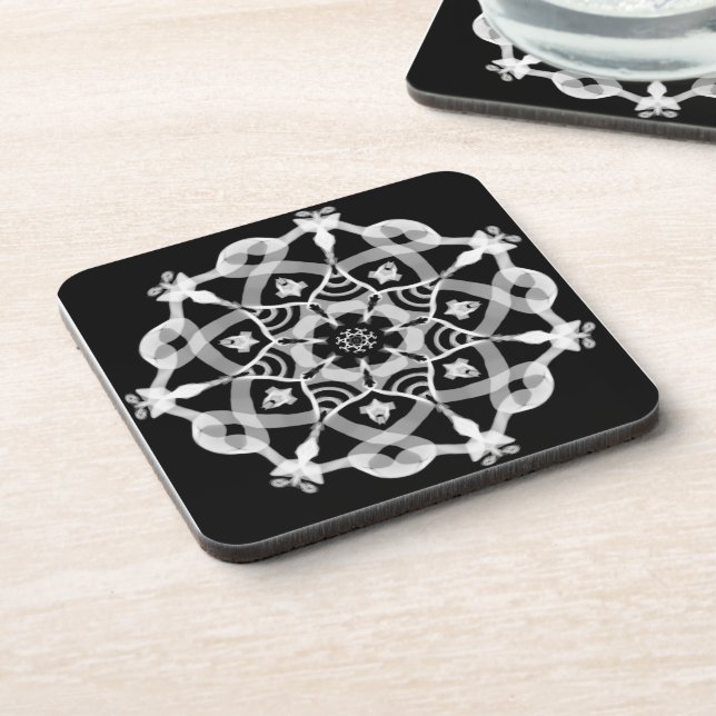 *~* Modern Black and White Mandala Coasters (Left Side)