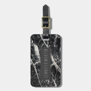 Modern Black and White Marble Pattern Luggage Tag