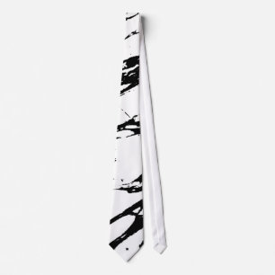 Modern Black and White Marble Pattern Tie