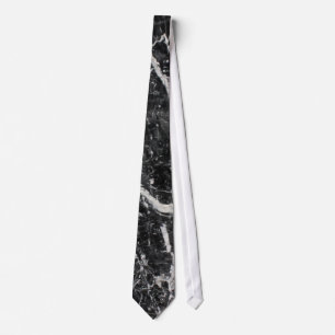 Modern Black and White Marble Pattern Tie