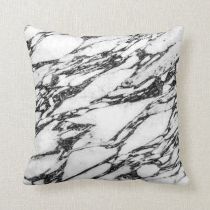 Modern Black and White Marble Stone Throw Pillow