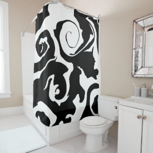Modern Black and White marble swirl