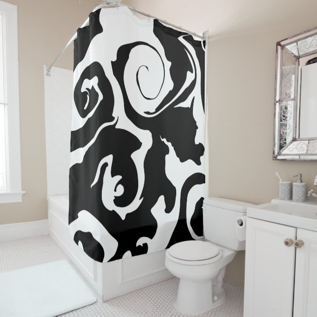 Modern Black and White marble swirl (In Situ)
