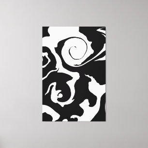 Modern Black and White marble swirl Canvas Print