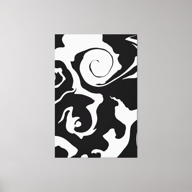 Modern Black and White marble swirl Canvas Print (Front)