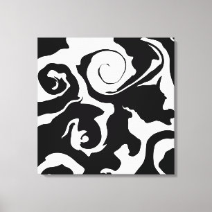 Modern Black and White marble swirl Canvas Print