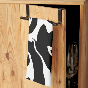 Modern Black and White marble swirl Kitchen Towel