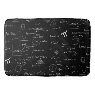 Modern Black and White Math Pattern Bath Mat
