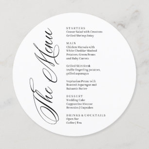 Modern black and white menu card
