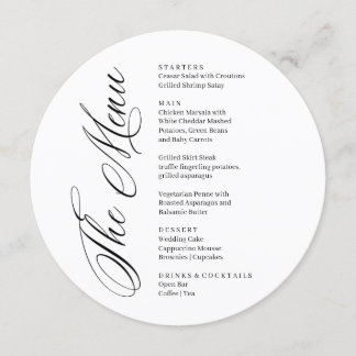 Modern black and white menu card