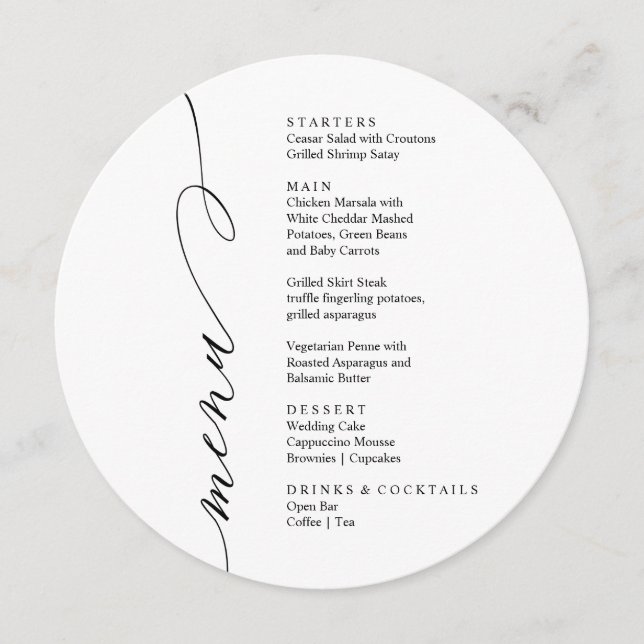 Modern black and white menu card (Devant)