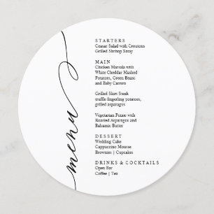 Modern black and white menu card