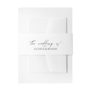 Modern Black and White Minimal Elegant Wedding Invitation Belly Band