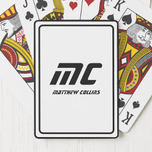 Modern Black and White Minimal Simple Personalized Playing Cards