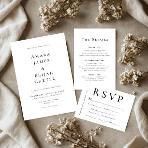 Modern Black and White Minimal Wedding Invitation