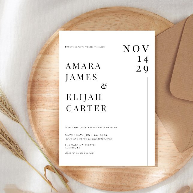 Modern Black and White Minimal Wedding Invitation (Creator Uploaded)
